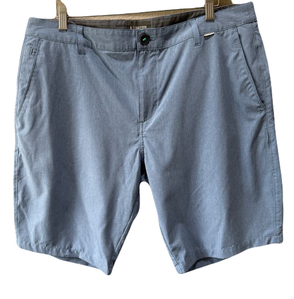 Linksoul Boardwalker Flat Front Stretch Light Blue Golf Casual Travel Shorts S35